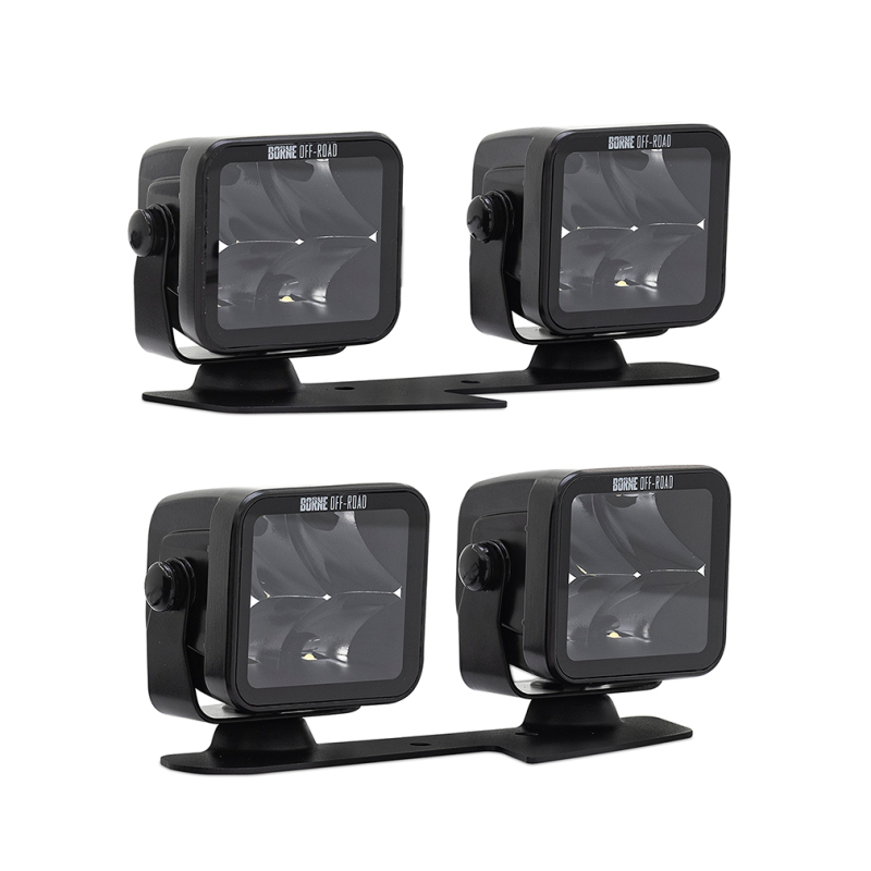 Ford Bronco Light Pods - Ditch - Borne Off-Road - 3x3 Spot Beam, 4-Piece - `21-`27